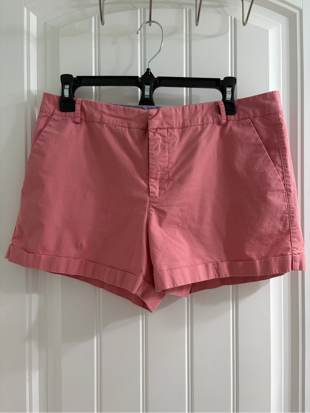 Mango Rose Pink Roll-Hem Cotton Bermuda Shorts